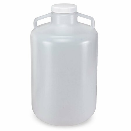 GLOBE SCIENTIFIC Carboys, Round with Handles, Wide Mouth, LDPE, White PP Screwcap, 20 Liter, Molded Graduations 7260020